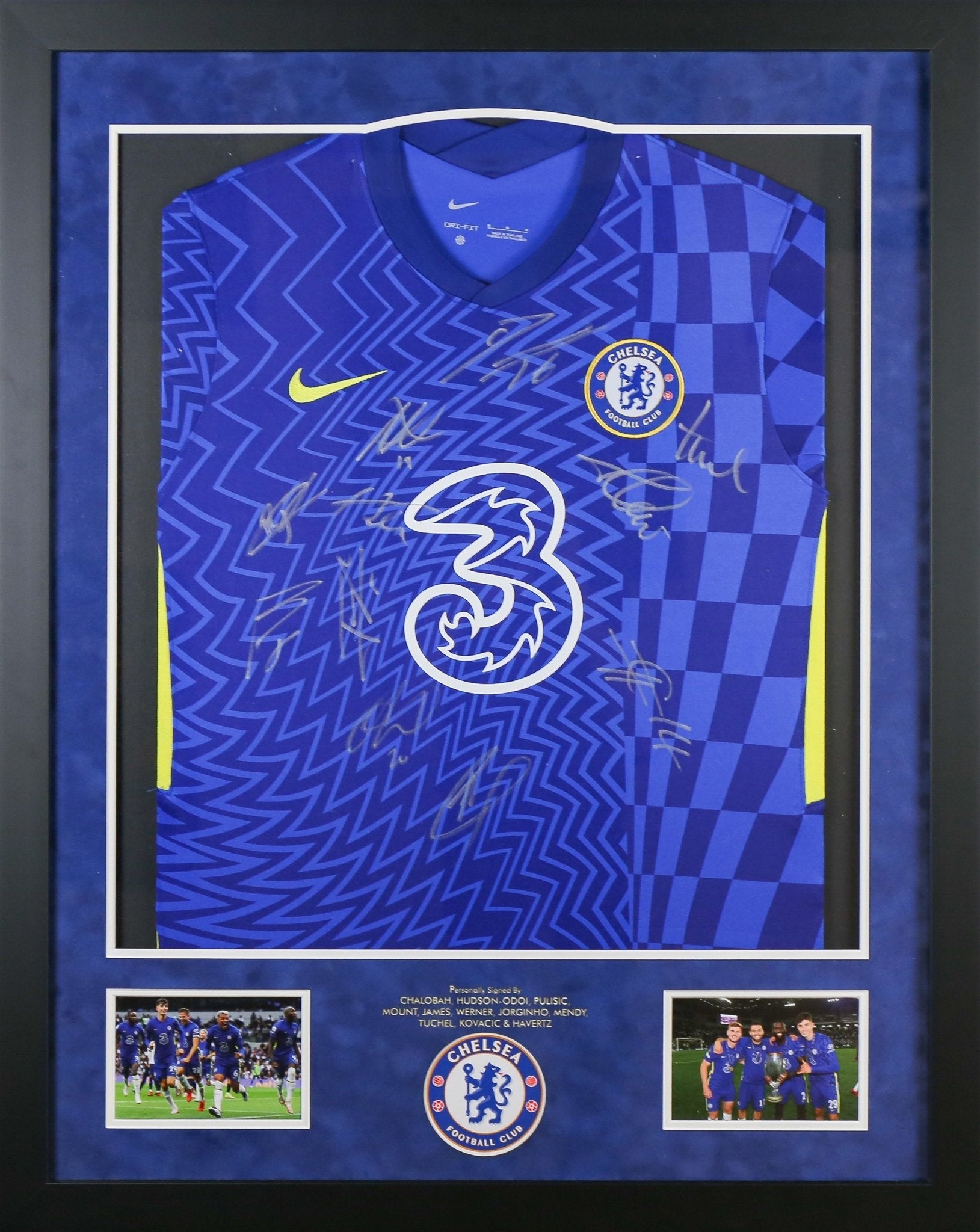 Multi Signed Chelsea Shirt Framed Display - Memorabilia Framers Shop